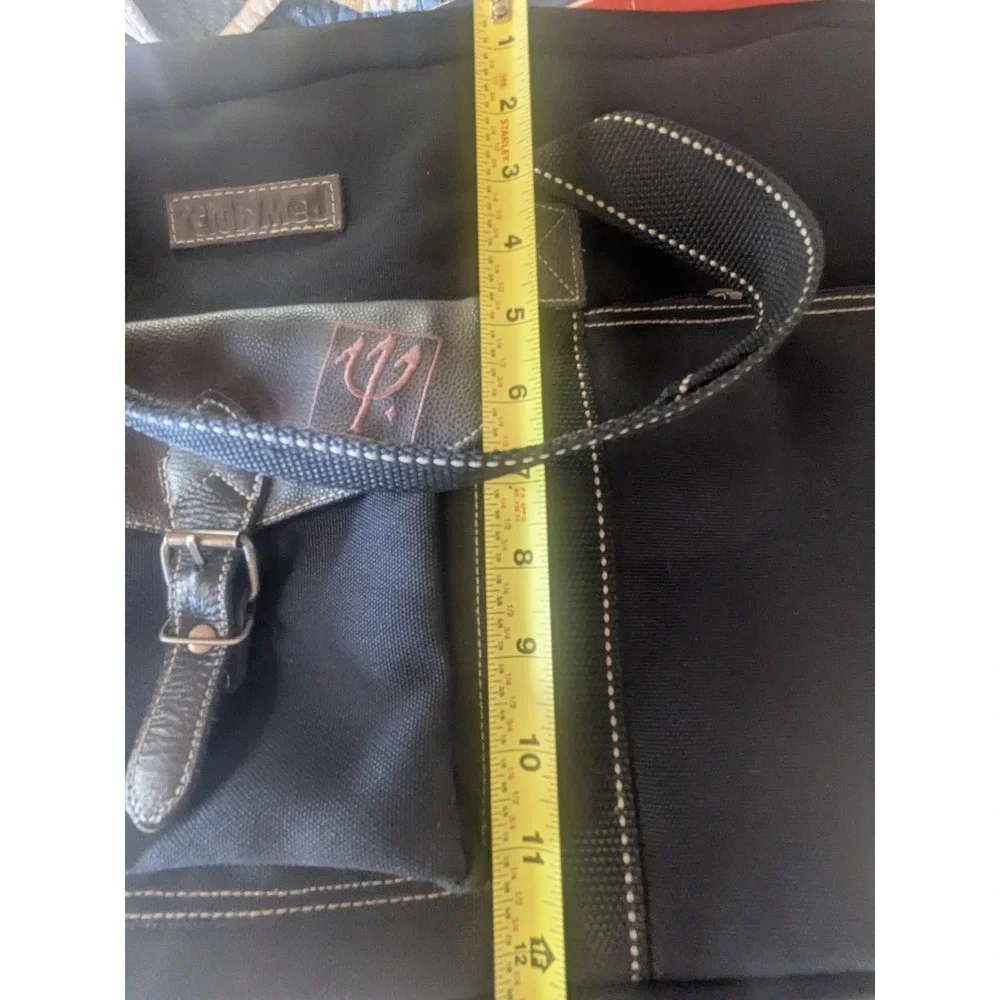 Vintage Club Med Duffel Bag Canvas Leather Trim Weekender Gym Travel